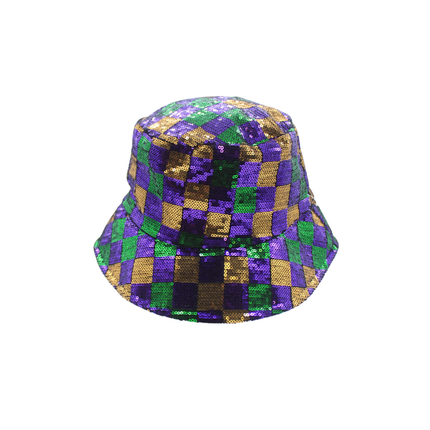 Mardi Gras Sequin Bucket Hat - Mardi Gras Apparel - Accessories, Adult, Black - Hats