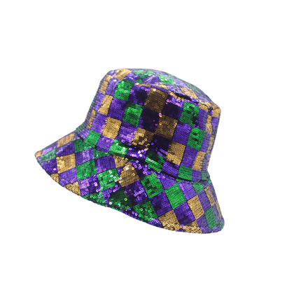 Mardi Gras Sequin Bucket Hat - Mardi Gras Apparel - Accessories, Adult, Black - Hats