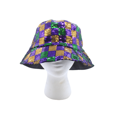 Mardi Gras Sequin Bucket Hat - Mardi Gras Apparel - Accessories, Adult, Black - Hats