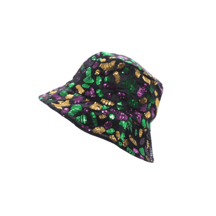 Mardi Gras Sequin Bucket Hat - Mardi Gras Apparel - Accessories, Adult, Black - Hats