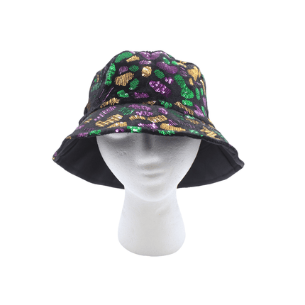 Mardi Gras Sequin Bucket Hat - Mardi Gras Apparel - Accessories, Adult, Black - Hats