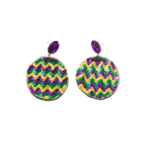 Mardi Gras Sequin Chevron Earrings - Mardi Gras Apparel - Accessories, Adult, Earrings - Earrings