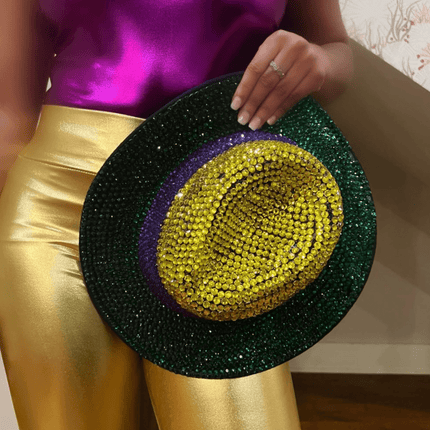 Mardi Gras Sequin Cowboy Hat – Green, Gold & Purple - Mardi Gras Apparel - Accessories, Hats, Mardi Gras - Hats