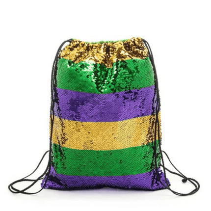 Mardi Gras Sequin Drawstring Backpack - Mardi Gras Apparel - Accessories, Adult, Bags - Bag