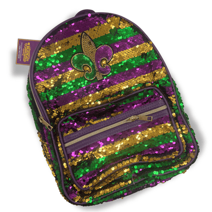 Mardi Gras Sequin Fleur - De - Lis Backpack - Mardi Gras Apparel - Accessories, Adult, Bags - Bag