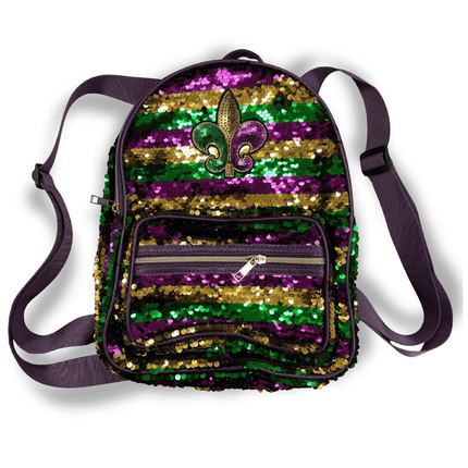 Mardi Gras Sequin Fleur - De - Lis Backpack - Mardi Gras Apparel - Accessories, Adult, Bags - Bag