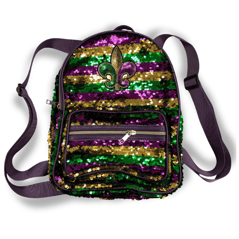 Mardi Gras Sequin Fleur - De - Lis Backpack - Mardi Gras Apparel - Accessories, Adult, Bags - Bag