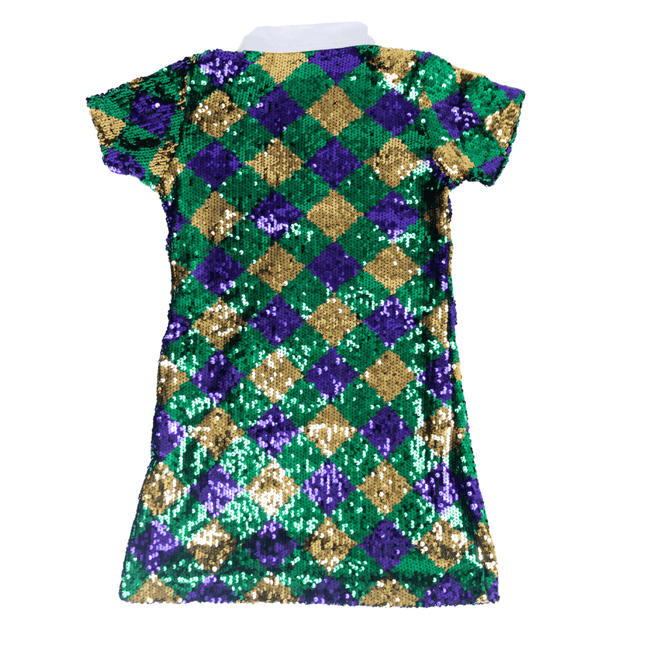 Kids Mardi Gras Sequin Harlequin Polo Dress
