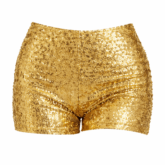 Mardi Gras Sequin High - Waist Shorts Gold - Mardi Gras Apparel - Adult, apparel discount tier, Ladies - Shorts