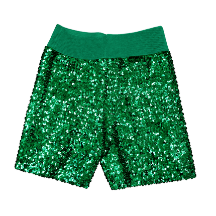 Mardi Gras Sequin High - Waist Shorts Green - Mardi Gras Apparel - Adult, Ladies, Sequin - Shorts
