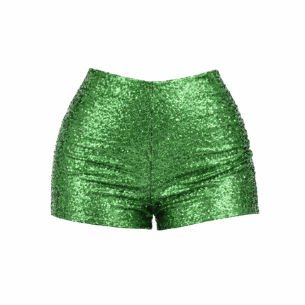 Mardi Gras Sequin High - Waist Shorts Green - Mardi Gras Apparel - Adult, apparel discount tier, Ladies - Shorts