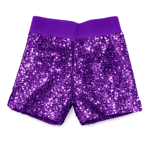 Mardi Gras Sequin High - Waist Shorts Purple - Mardi Gras Apparel - Adult, Ladies, Sequin - Shorts