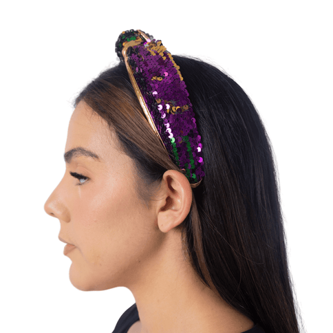 Mardi Gras Sequin Knot Headband - Mardi Gras Apparel - Accessories, Headbands, Mardi Gras - Mardi Gras Headband