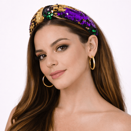 Mardi Gras Sequin Knot Headband - Mardi Gras Apparel - Accessories, accessory discount tier, Headbands - Headband