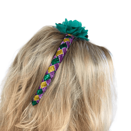 Mardi Gras Sequin Letter & Floral Headband - Mardi Gras Apparel - Accessories, Headbands, Mardi Gras - Headband