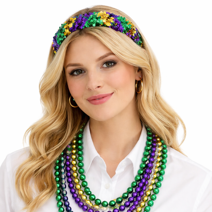 Mardi Gras Sequin Multicolor Belt - Mardi Gras Apparel - Accessories, Adult, Hair Bow - Belt