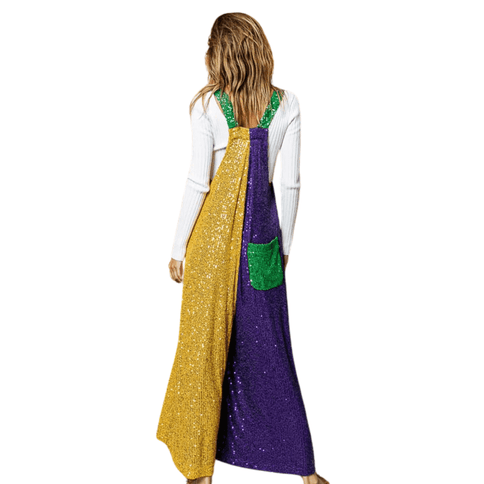 Mardi Gras Sequin Overalls - Mardi Gras Apparel - Adult, Bibi, Bibi Top Chart - Sequin