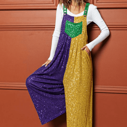 Mardi Gras Sequin Overalls - Mardi Gras Apparel - Adult, Bibi, Bibi Top Chart - Sequin