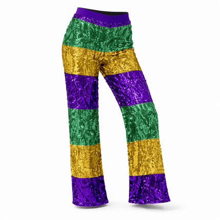 Mardi Gras Sequin Pants - Mardi Gras Apparel - Adult, apparel discount tier, Gold - Pants