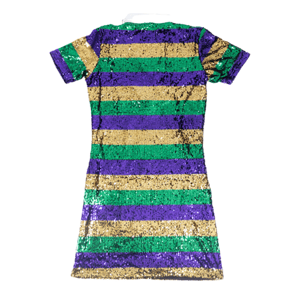 Mardi Gras Sequin Striped Polo Dress - Mardi Gras Apparel - Adult, Dress, Ladies - Dress