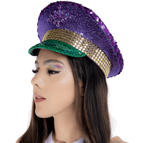 Mardi Gras Sequin Studded Captain Hat - Mardi Gras Apparel - Accessories, Adult, Hats - Hats