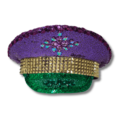 Mardi Gras Sequin Studded Captain Hat - Mardi Gras Apparel - Accessories, Adult, Hats - Hats