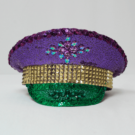 Mardi Gras Sequin Studded Captain Hat - Mardi Gras Apparel - Accessories, Adult, Hats - Hats