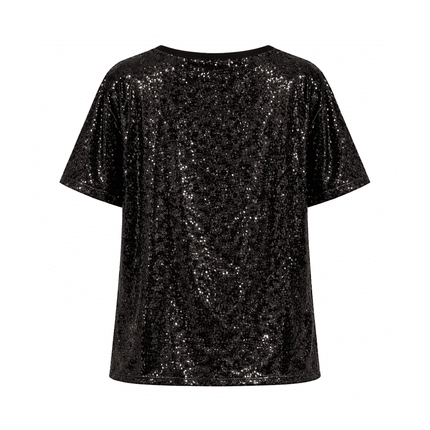 Mardi Gras Sequin Tee Black w/ Fleur - de - Lis - Mardi Gras Apparel - Adult, Black, Fleur de Lis - Sequin Tops