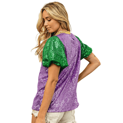 Mardi Gras Sequin Top Light Purple - Mardi Gras Apparel - Adult, Bibi, Bibi Top Chart - Sequin Tops