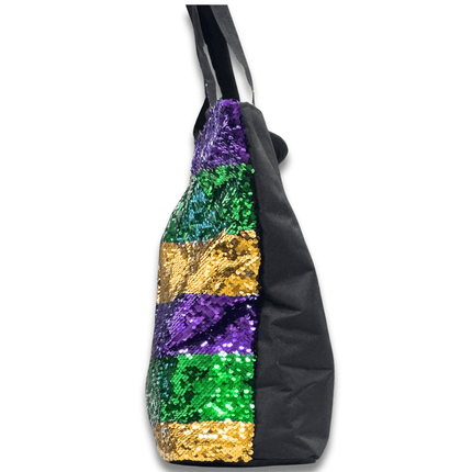 Mardi Gras Sequin Tote Bag Purple & Green and Gold - Mardi Gras Apparel - Accessories, Gold, Green - Bag