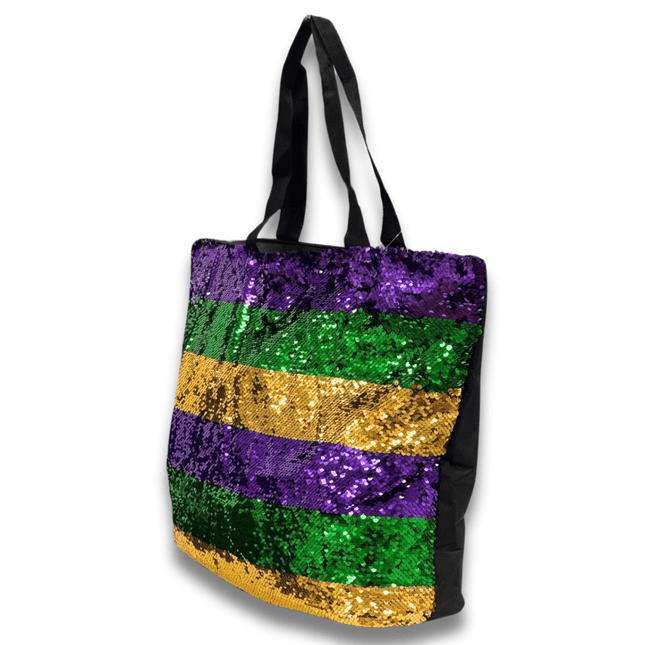 Mardi Gras Sequin Tote Bag Purple & Green and Gold - Mardi Gras Apparel - Accessories, Gold, Green - Bag