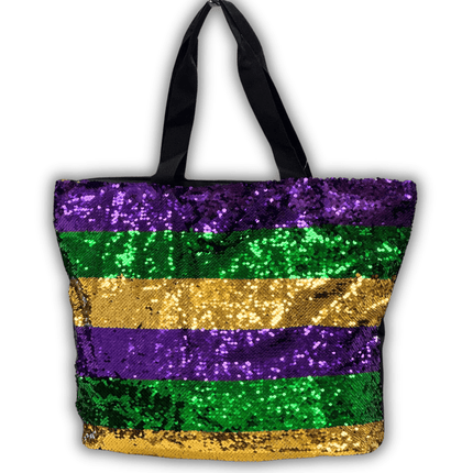 Mardi Gras Sequin Tote Bag Purple & Green and Gold - Mardi Gras Apparel - Accessories, Gold, Green - Bag