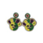 Mardi Gras Smiley Face Beaded Earrings with Rhinestones - Mardi Gras Apparel - Accessories, Earrings, Mardi Gras - Mardi Gras Earrings