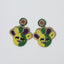 Mardi Gras Smiley Face Beaded Earrings with Rhinestones - Mardi Gras Apparel - Accessories, Earrings, Mardi Gras - Mardi Gras Earrings