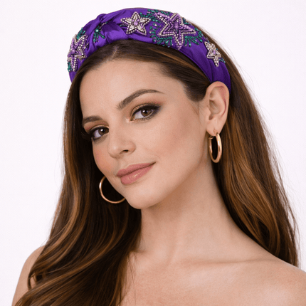 Mardi Gras Star Beaded Headband - Mardi Gras Apparel - Accessories, accessory discount tier, Headbands - Headband