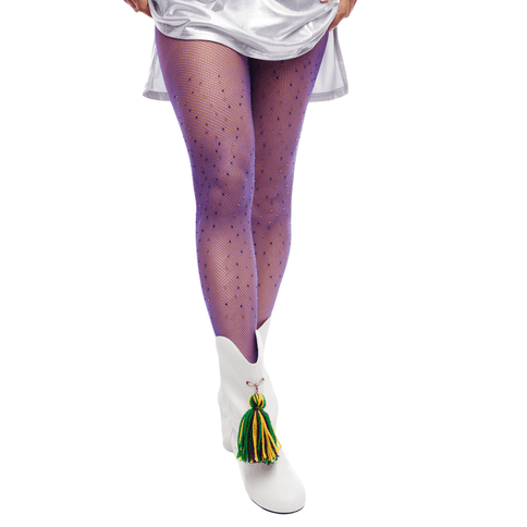 Mardi Gras Stone Tights Purple - Mardi Gras Apparel - Accessories, Adult, Fishnet Tights - Fishnet Tights