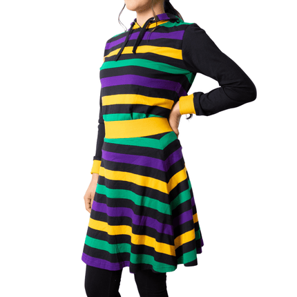 Mardi Gras Striped Hoodie & Skirt Set - Mardi Gras Apparel - Adult, Ladies, Long Sleeve - Outfit Sets