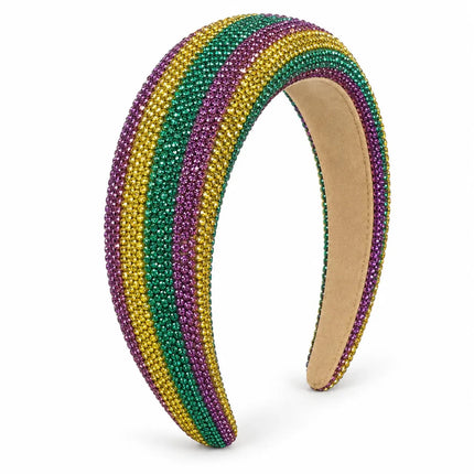 Mardi Gras Striped Rhinestone Headband Purple, Green & Gold - Mardi Gras Apparel - Accessories, Headbands, Mardi Gras - Headband