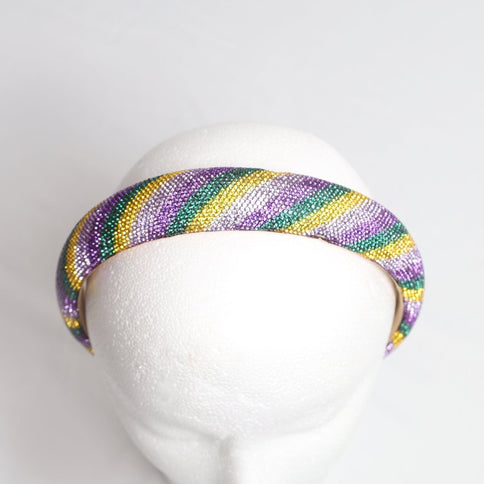 Mardi Gras Striped Rhinestone Headband - Mardi Gras Apparel - Accessories, Headbands, Mardi Gras - Mardi Gras Headband