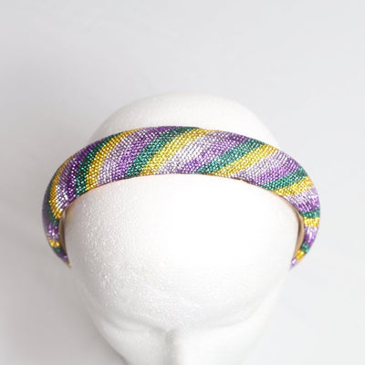 Mardi Gras Striped Rhinestone Headband - Mardi Gras Apparel