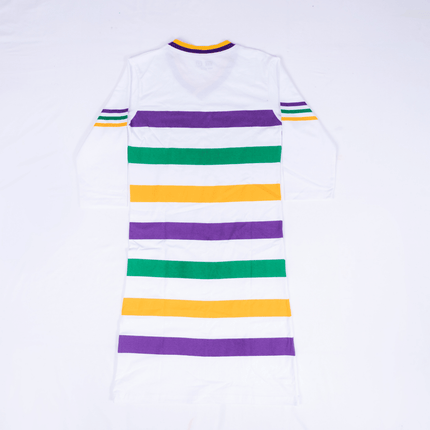 Mardi Gras Striped V - Neck Panel Dress - Mardi Gras Apparel - Adult, Collared, Dress - Dress