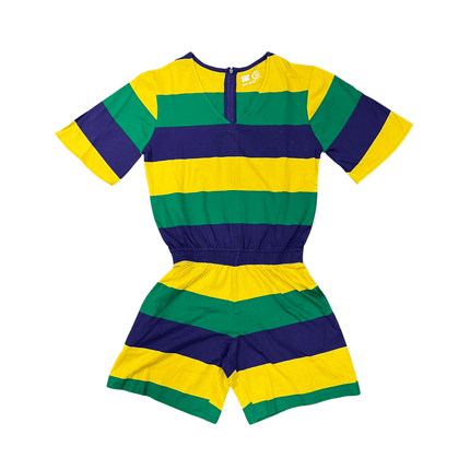 Mardi Gras Striped V - Neck Romper - Mardi Gras Apparel - Adult, Dress, Ladies - Romper