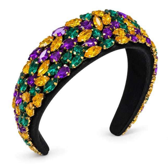 Mardi Gras Wide Jeweled Headband Purple, Green & Gold - Mardi Gras Apparel - Accessories, Headbands, Mardi Gras - Headband