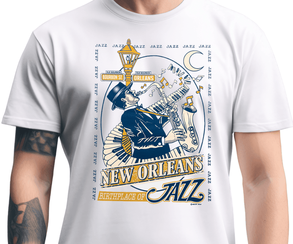 New Orleans Birthplace of Jazz T-Shirt Bourbon Street Jazz Music