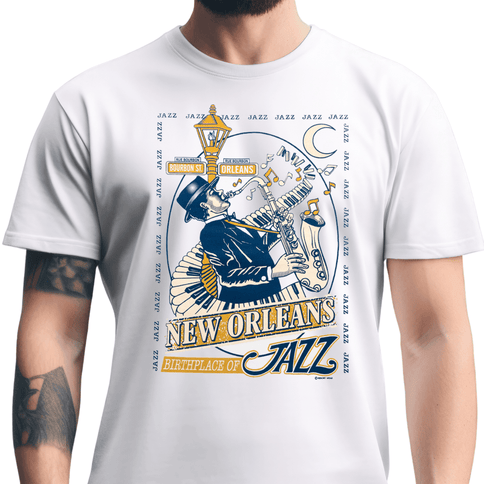 New Orleans Birthplace of Jazz Graphic T-Shirt Unisex - Mardi Gras Apparel - new orleans tshirt, Short Sleeve, - Tee - Shirt