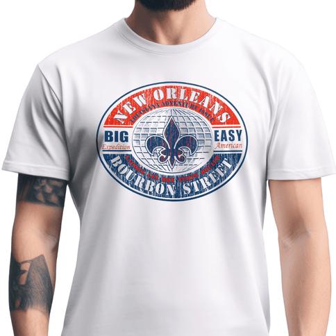 New Orleans Bourbon Street Big Easy Fleur de Lis T-Shirt Unisex - Mardi Gras Apparel - new orleans tshirt, Short Sleeve, - Tee - Shirt