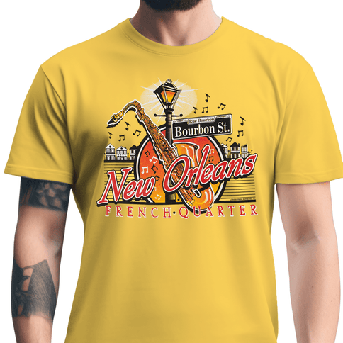New Orleans Bourbon Street Music Scene T-Shirt Banana - Mardi Gras Apparel - new orleans tshirt, Short Sleeve, - Tee - Shirt