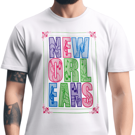 New Orleans Color Block Letter Art T-Shirt Unisex - Mardi Gras Apparel - new orleans tshirt, Short Sleeve, - Tee - Shirt