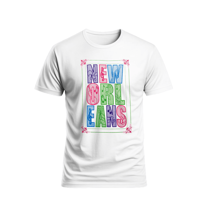 New Orleans Color Block Letter Art T-Shirt Unisex - Mardi Gras Apparel - new orleans tshirt, Short Sleeve, - Tee - Shirt