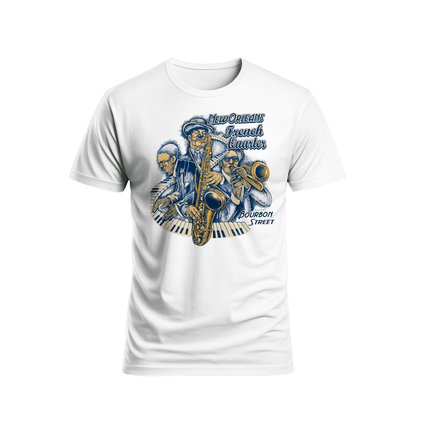 New Orleans French Quarter Jazz Band Graphic T-Shirt Unisex - Mardi Gras Apparel - new orleans tshirt, Short Sleeve, - Tee - Shirt